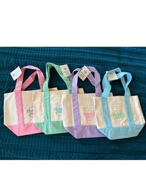Trader Joe's Pastel Canvas Mini Tote Bags